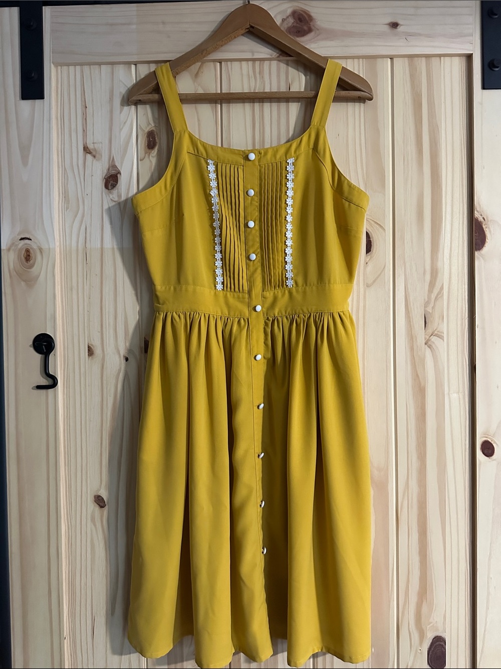 Modcloth Mustard Yellow Button-Front Midi Dress